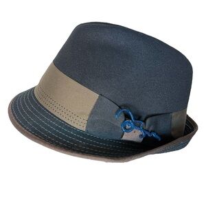 CARLOS SANTANA New Ringo Trilby Fedora Hat Wool Felt Black Brown Blue Accents